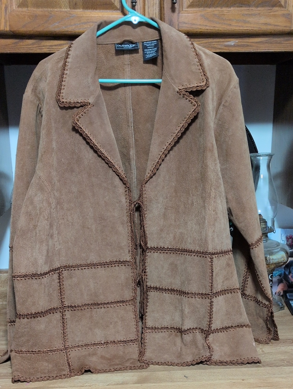 Vintage Leather Tie-Front Jacket - Brown